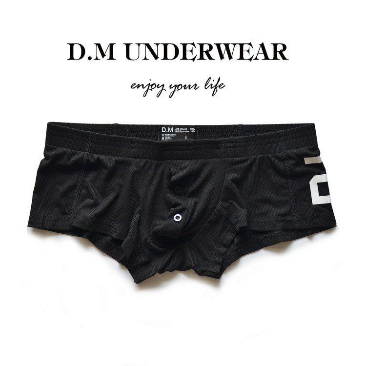 D.M男の下着のセクシーな純色のモーダル人の綿の平角の四角のズボンのボタンの激凸の袋のアルファベットの20ねじ