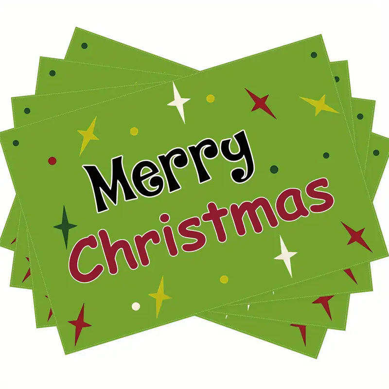 Manteles individuales navideños de lino estampado, decoración de mesa resistente al calor