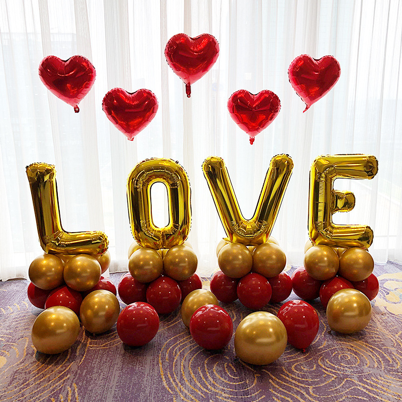 Romantic atmosphere wedding room decoration balloon wholesale proposal hotel wedding living room decoration wedding balloon set engagement