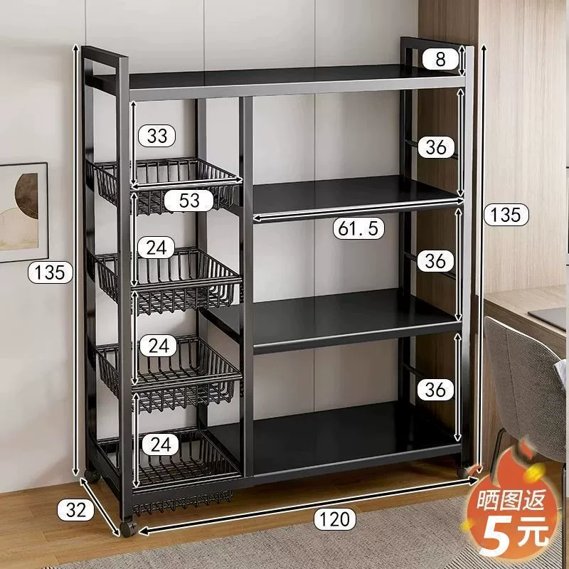 New kitchen multi-functional storage rack floor-standing multi-layer microwave oven oven storage storage shelves wholesale