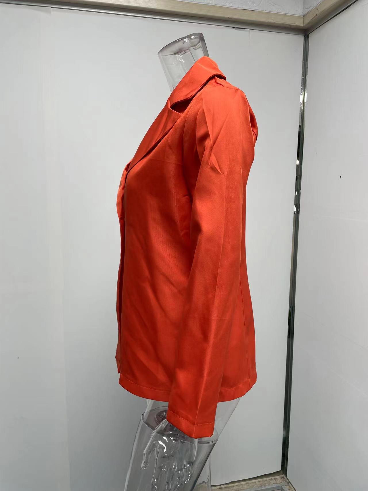 Women's Clothing Long sleeved Solid Color Button Suit Women's Jacket Cardigan_senzul.com