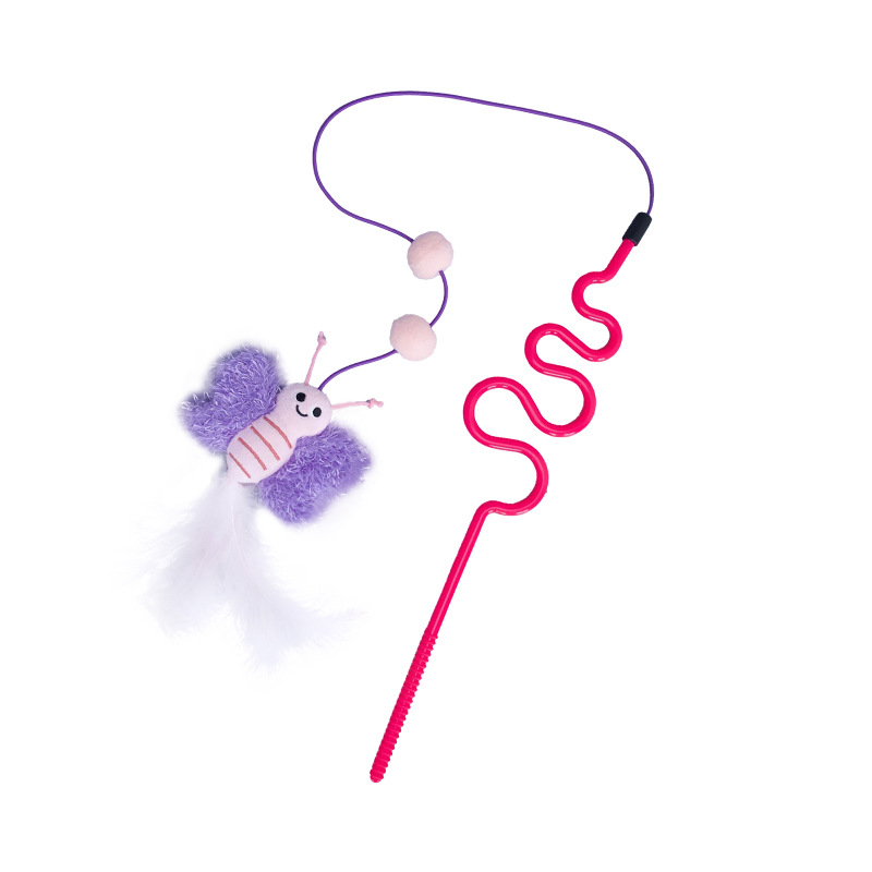 곡선형 고양이 놀리는 막대기-나비