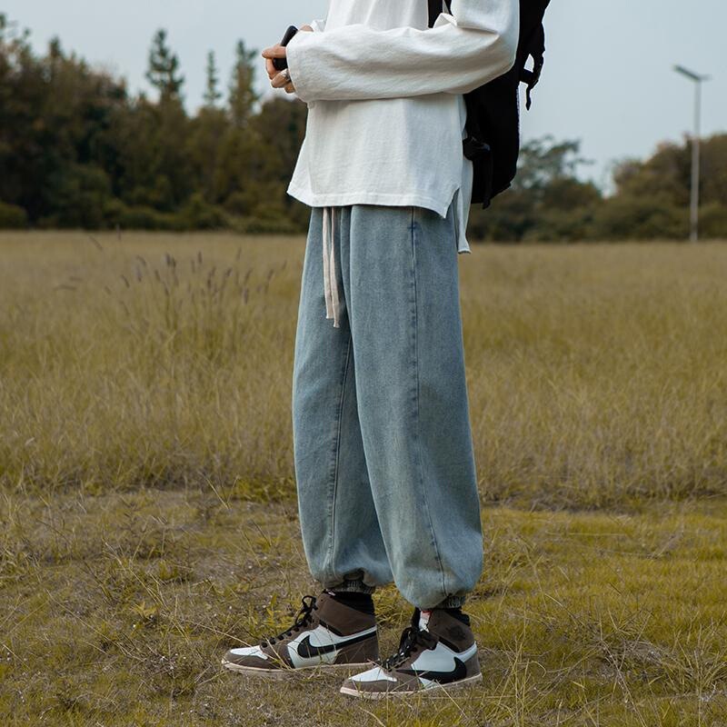 Trendy brand ins toe jeans Korean version of Joker Harlan pants spring and autumn 2022 new loose straight pants men