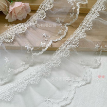 宽8cm双层水溶皱褶蕾丝花边辅料服装材料裙子拼接超仙波浪裙摆