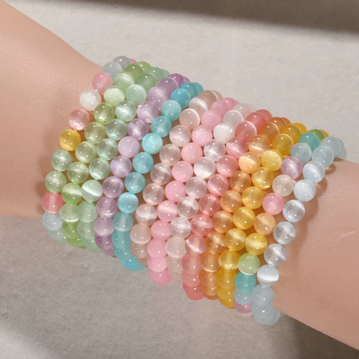欧美跨境天然石膏马卡龙彩色手串手链DIY手工饰品男女款 厂家直销