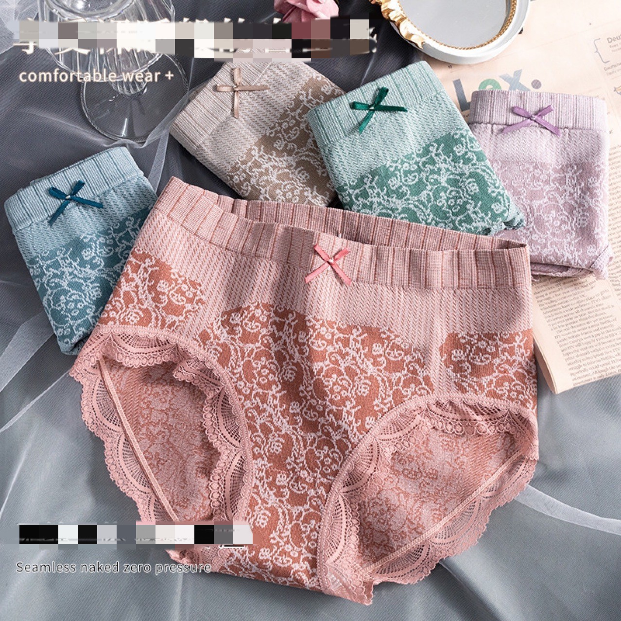 Ropa interior sin costuras de grafeno Mediados de cintura alta vientre de las mujeres que contrae los escritos de elevación de la cadera más el tamaño Chubby Girl sexy Court Pants