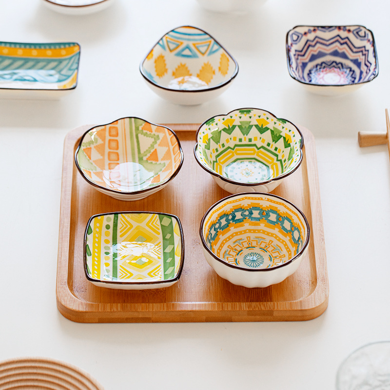 日式陶瓷小吃碟家用波西米亞風醬醋味碟蘸料碟子酒店餐廳防串味