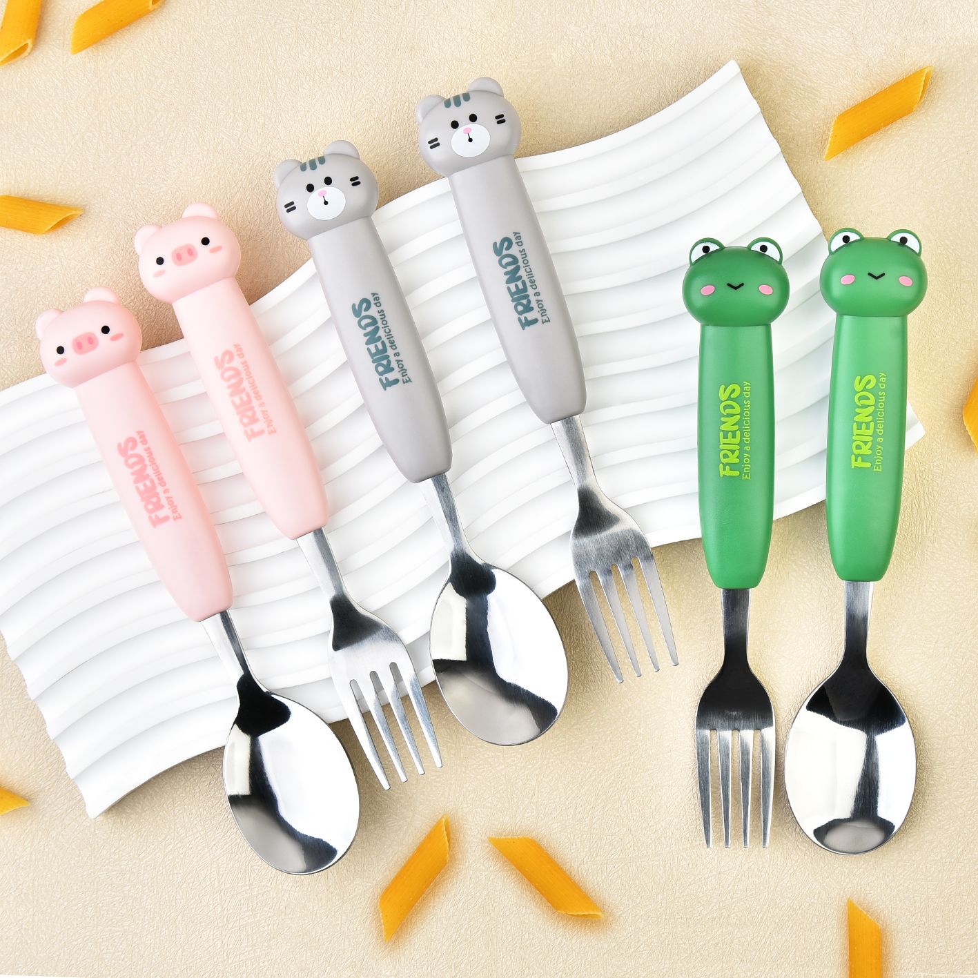 Inswind acero inoxidable DCS - 2068 - cs cubiertos infantiles ecológicos súper lindos cucharas de dibujos animados set ecológico de viaje