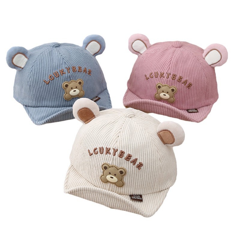 Sombrero para bebés otoño y invierno grueso para bebés masculinos y femeninos primavera y otoño lindos osos sombreros de protección solar