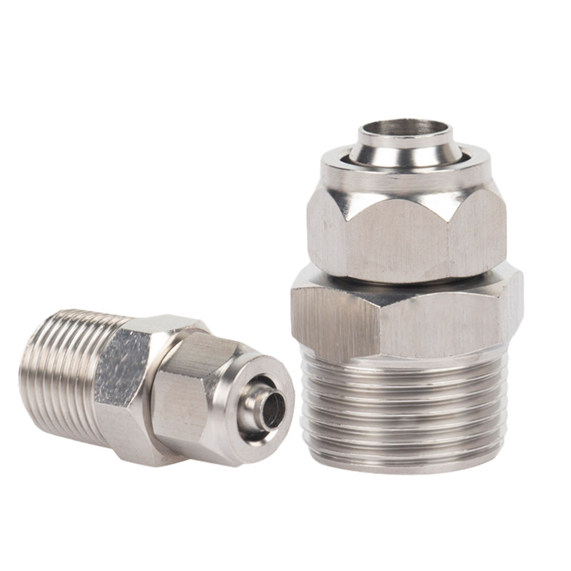 Acero inoxidable 304 acero inoxidable acoplador de tornillo rápido PU manguera de nylon tetrafluoro alambre externo a través de terminal de bloqueo hembra precio de fábrica