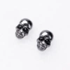 001-57. Gun Black Skull Head Earrings