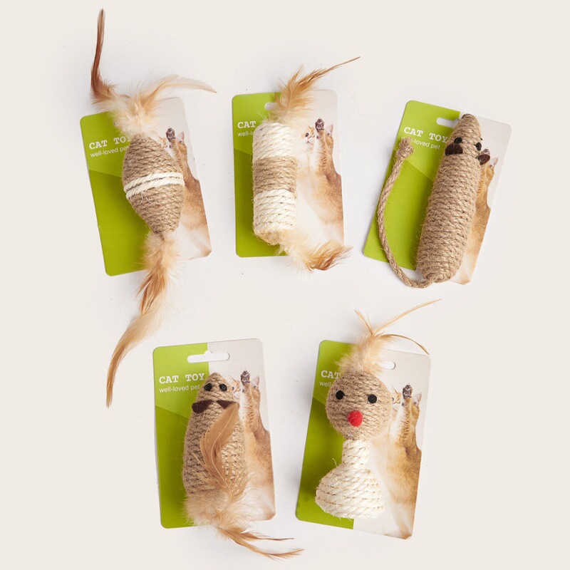 Cat Toy with Sound, Sisal Mouse, Bite-Resistant, Self-Entertaining, Boredom-Relieving, Cat Teaser Toy, Teeth Cleaning, Feather Cat Toy Cat Toy with Sound, Sisal Mouse, Bite-Resistant, Self-Entertaining, Boredom-Relieving, Cat Teaser Toy, Teeth Cleaning, Feather Cat Toy