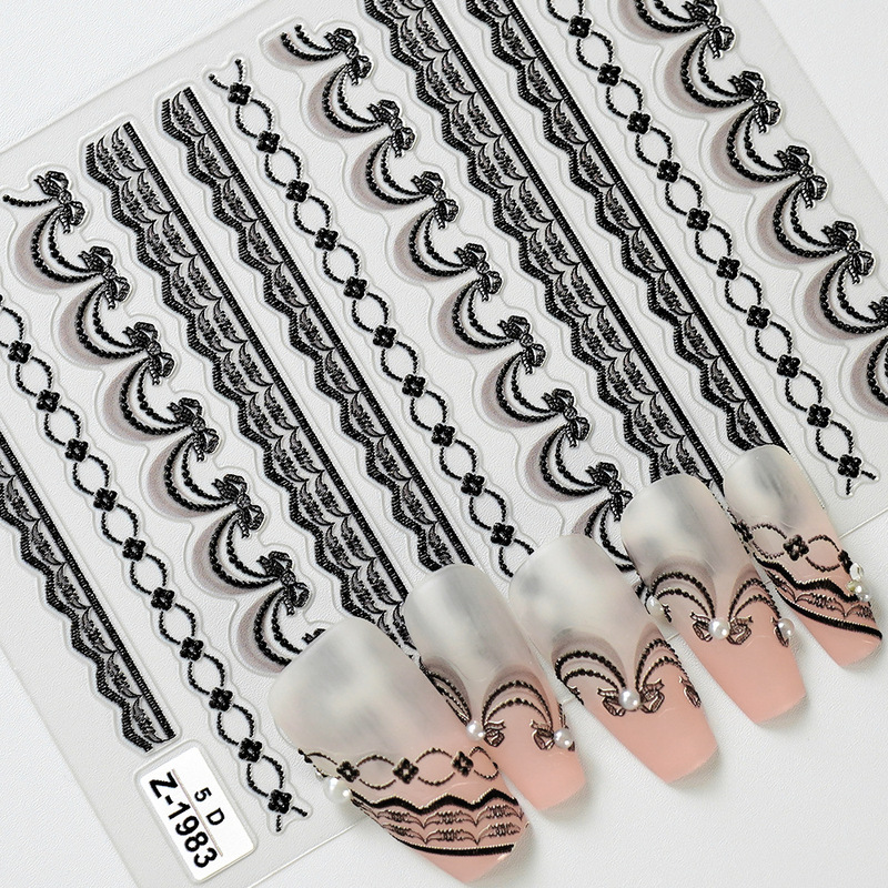 Cross-Border Popular Ins New 5D Embossed Nail Art Stickers Lace Tulle Stereo Nail Stickers Jewelry Z1984