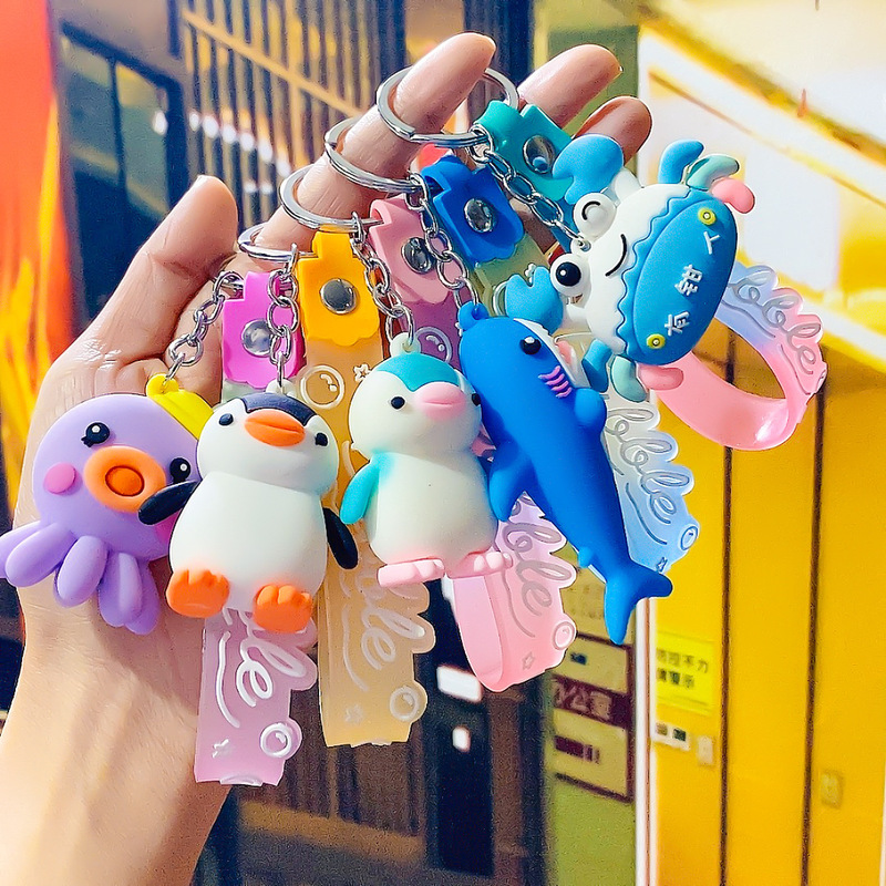 Shark Crab Penguin Keychain Pendant Ocean World Aquarium Seafood Shop Memorial Gift Stall Wholesale