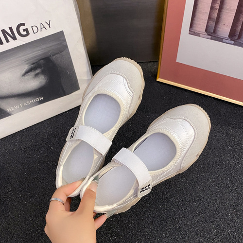 2025 Spring New Soft Sole Flat Open-Toe Breathable Hook-and-Bar Fashion Casual Women's Mary Jane Canvas AGM Single Shoes