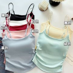 甜辣设计打底女内上衣纯欲辣妹美背胸垫吊带褶皱背心女带修身显瘦