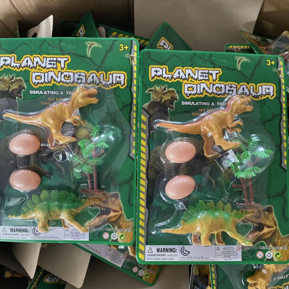 Fabricante de juguete puesto 2 yuanes dinosaurio plástico modelo de juguete de simulación de dinosaurio animal anillo de juguete al por mayor