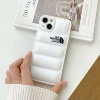 Down jacket, white phone case