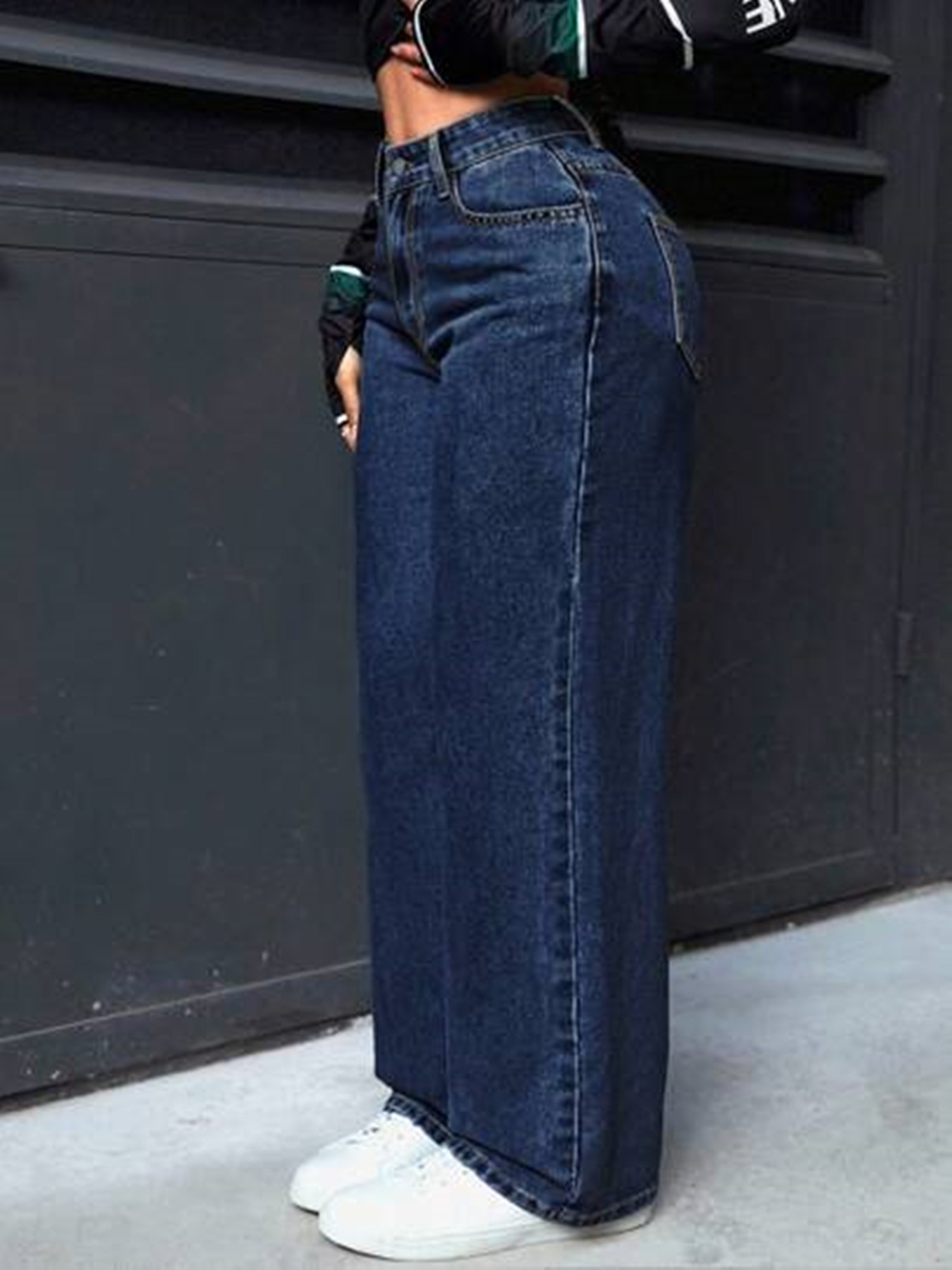 Women's Washed Snowflake Wide Leg Jeans Loose Fit 300 Lbs Deep Inventory New Style_mkmklike.com