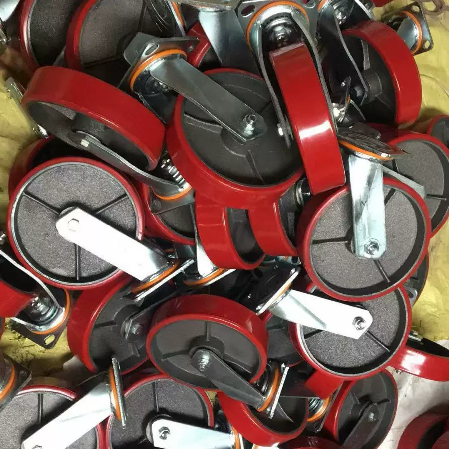 6寸聚氨酯工业脚轮4/5/6/8寸PU脚轮静音聚氨酯脚轮高承重聚氨酯轮