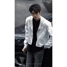 美式高街头小众立领高级感飞行服男拉链短款潮牌机车垫肩夹克外套