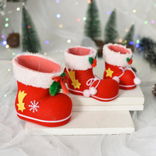 圣诞节装饰圣诞小靴子礼物袋糖果盒子植绒靴儿童小礼品糖果包装袋