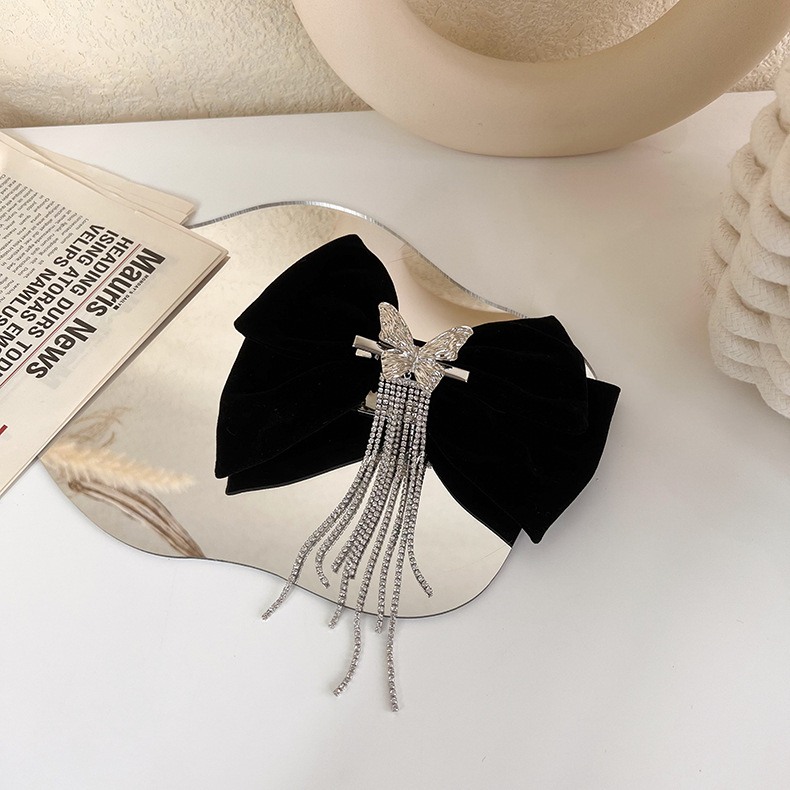 Tide Bow Headdress Female Top Clip Butterfly Tassel Clip Hairpin display picture 2