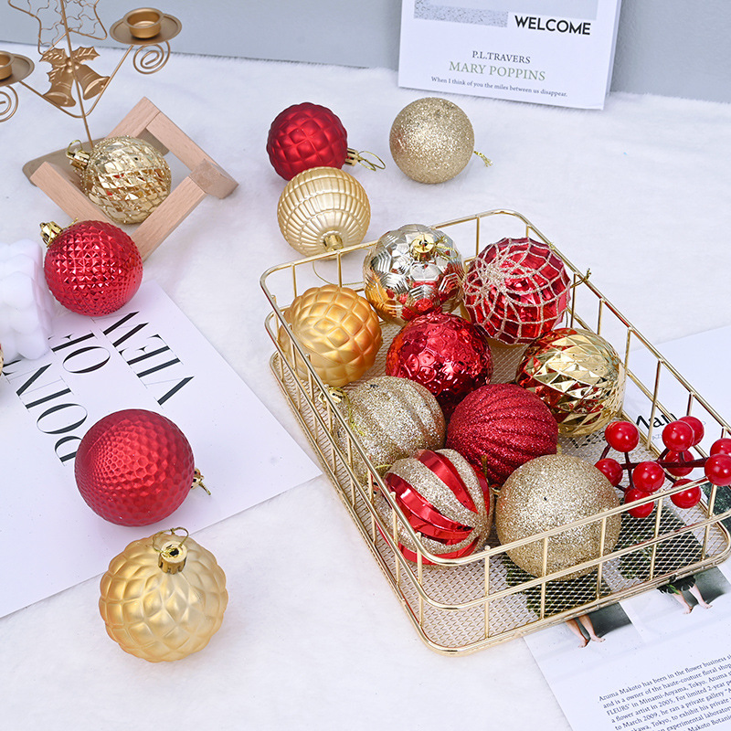 Navidad 6cm 40PCS set pintado plástico galvanizado bola de Navidad árbol de Navidad atmósfera de vacaciones bola de decoración