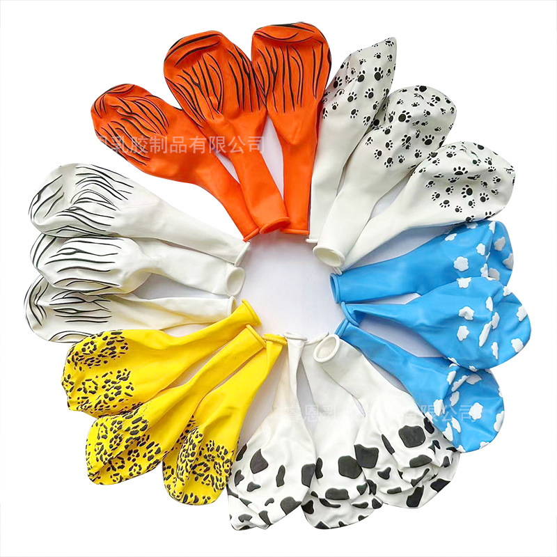 Transfronterizo serie de animales de la selva de 12 pulgadas globo perro pata de impresión animal patrón globo de dibujos animados fiesta decoración globo