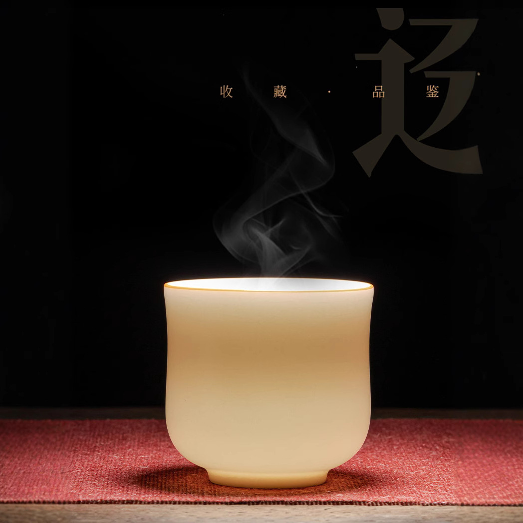 하이 엔드 옥 화이트 도자기 Ru Kiln 마스터 컵 티 컵 싱글 컵 아이스 크랙 세라믹 티 세트 개인 시음 컵 티 컵 티 볼