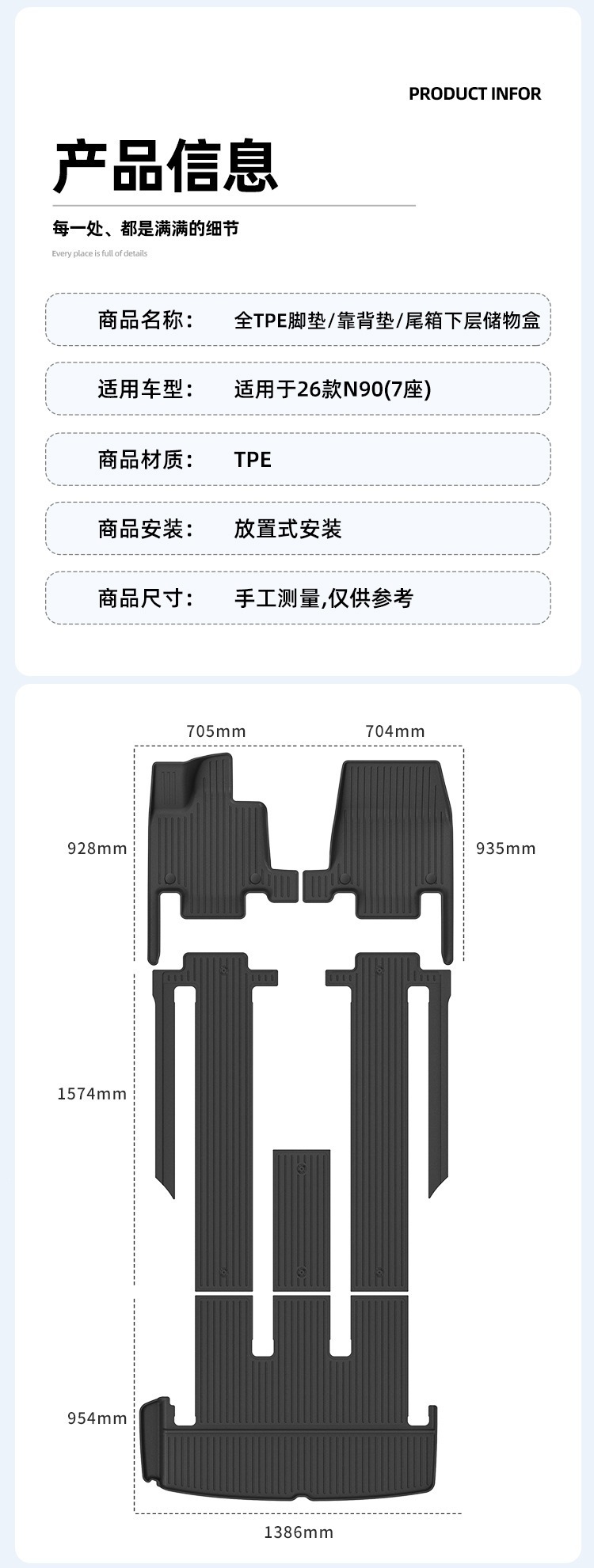 Suitable for 2026 Pengcheng N90 car floor mats, custom-made TPE floor mats, eco-friendly trunk mat, and backrest mat