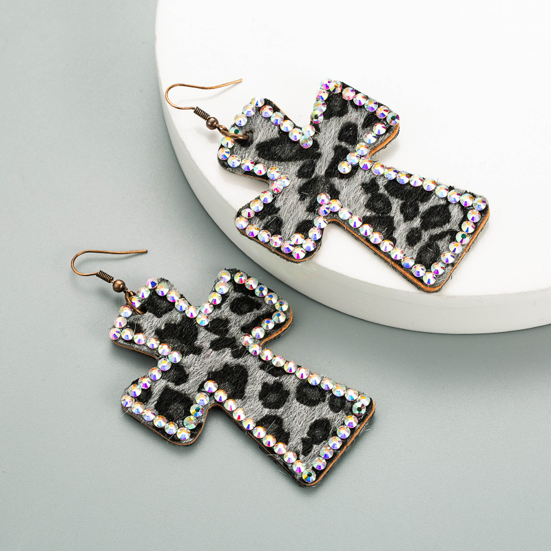 Aretes De Piel Con Estampado De Leopardo De Doble Cara display picture 7