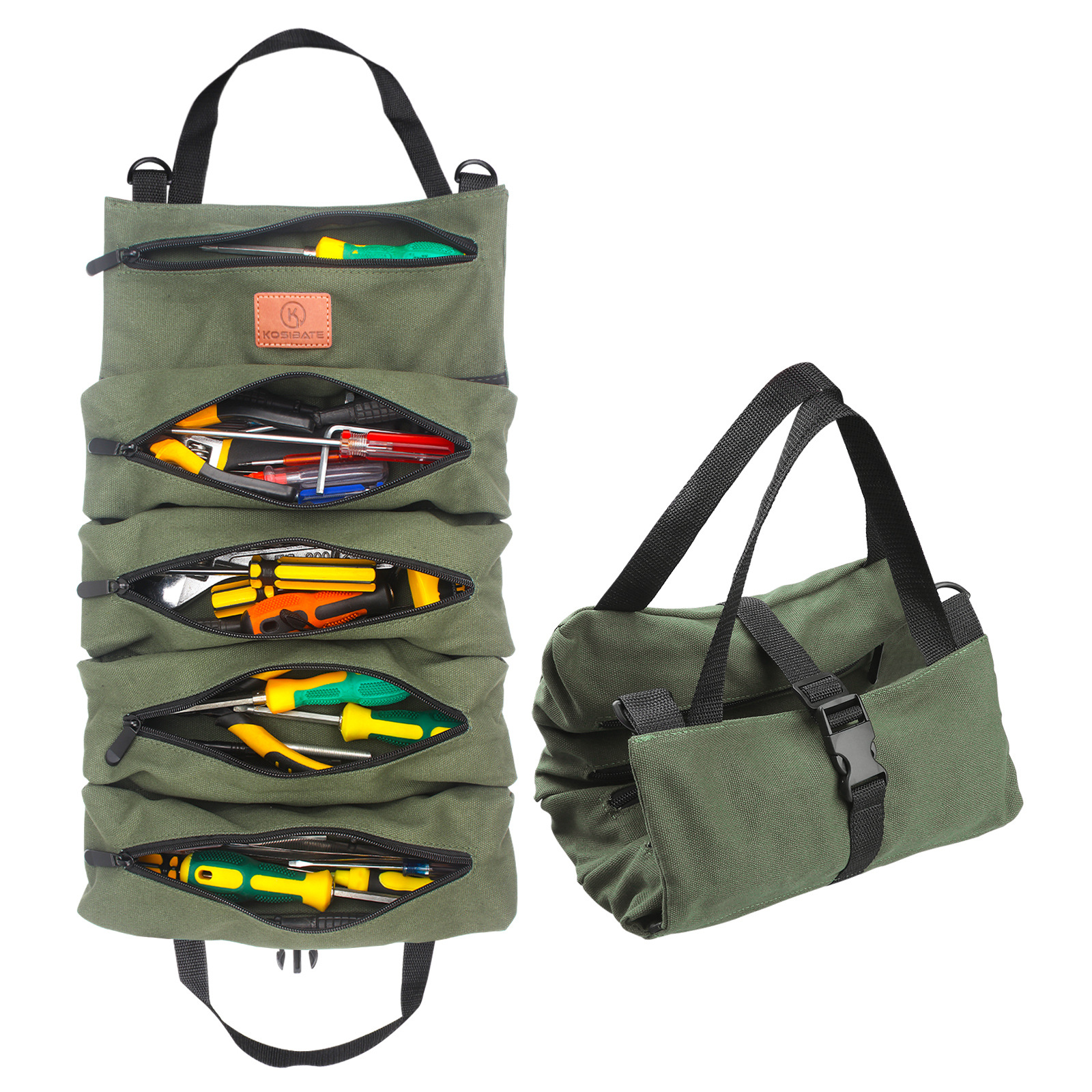 (2개) 국경 간 다기능 휴대용 도구 가방 16A 캔버스 자동차 도구 가방 전기 기술자 유지 보수 저장 하드웨어 키트