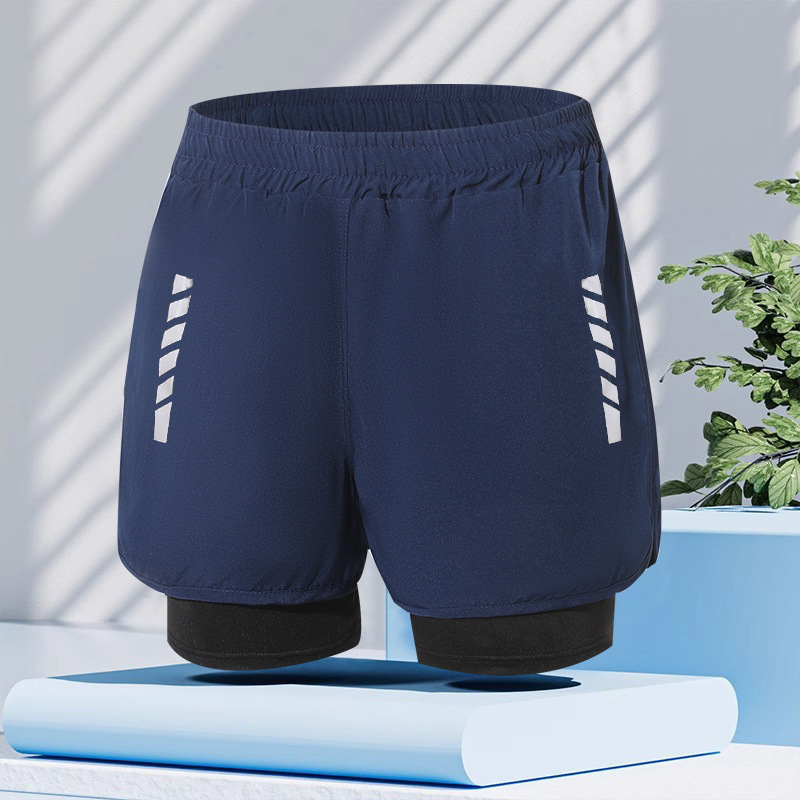 ゆったりとしたファッショナブルなメンズ水泳パンツ、二重層の恥ずかしさ防止プロ仕様の5点速乾性水着、スポーツビーチ水泳用品|undefined