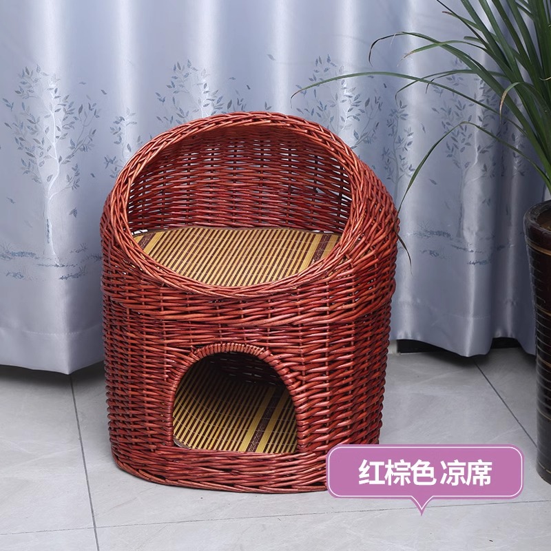 Casa de ratas tejida felina de sauce cuatro estaciones generales de verano desmontable felina perros pequeños y medianos Teddy tejido felina de mascotas