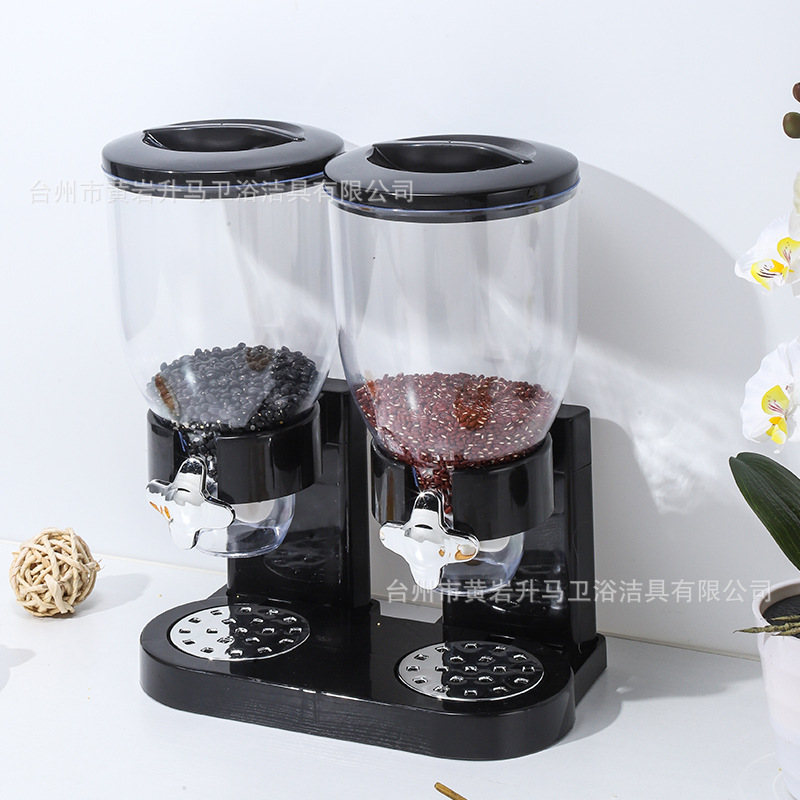 Dispensador de cereales de doble compartimento, recipiente hermético para granos de cocina, avena, frutos secos, recipiente de almacenamiento de snacks, dispensador de granos transfronterizo al por mayor
