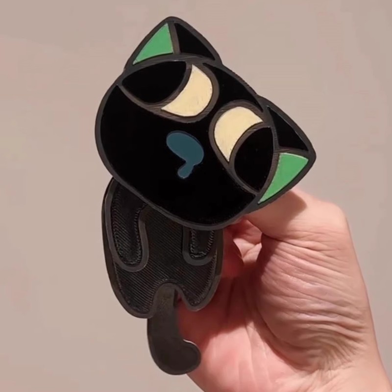 通创意可爱猫咪发夹罗小黑战记小头饰软萌小猫合金滴油创意头夹|undefined