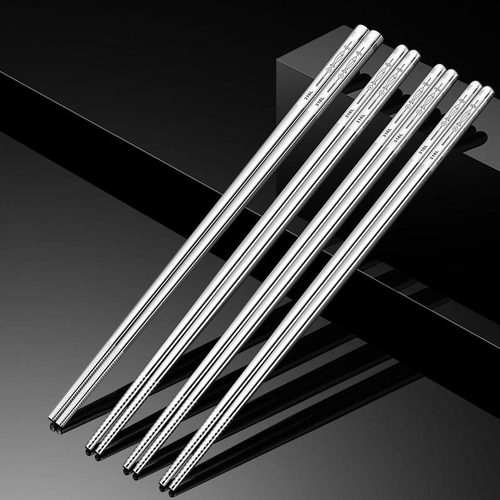 316 stainless steel chopsticks household non-slip and anti-mold square head chopsticks with fish and half square chopsticks every year, gift set of ten pairs