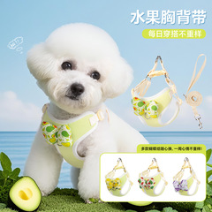 新款狗狗胸背水果外出牵引绳可爱宠物胸背带牵引可替换蝴蝶结狗绳