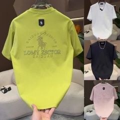 夏の新作メンズ半袖Tシャツライトラグジュアリーハイセンスレター刺繍カジュアル半袖メンズ
