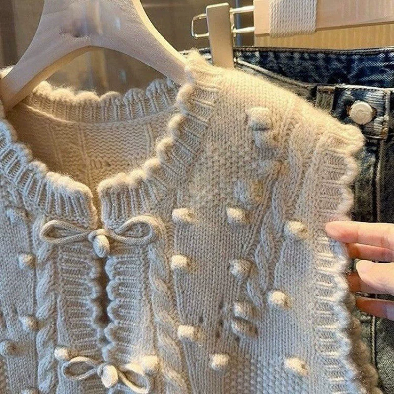 Вязаная зимняя жилетка в китайском стиле, chanel-style, безрукавный свитер, тёмно‑серый/беж, S–3XL