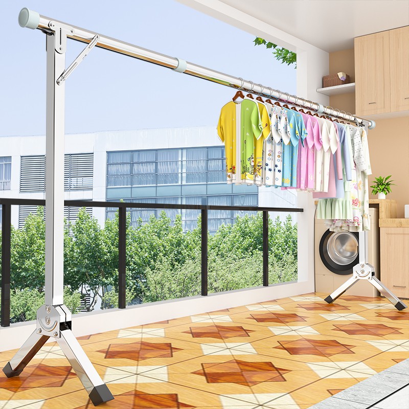 건조 랙 바닥 수직 가정용 의류 막대 스테인레스 스틸 발코니 접이식 텔레스코픽 건조 랙 바닥 걸이