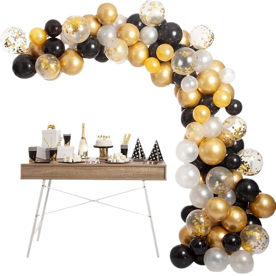 Amazonas juego de globos de textura nueva cadena de globo de oro negro juego de decoración de cumpleaños de boda de fiesta de globo de boda