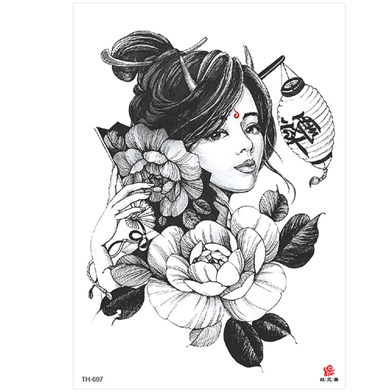 Wholesale Waterproof Tattoo Stickers Japanese Beauty Geisha Temporary Environmentally Friendly Internet Celebrity Street Stall Night Market Tattoo Stickers