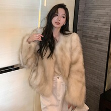 佳佳皮草“万年中古”貉子毛皮草大衣短款冬季显瘦毛毛外套女