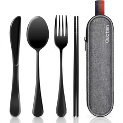 旅行道具ポータブル銀器セット仕事用ステンレス再利用可能食器フォークとスプーン