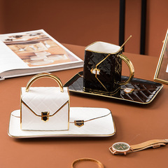 Creative design, Internet celebrity Ringle bag, ceramic cups and saucers, exquisite gold-painted gift cups, niche coffee mugs