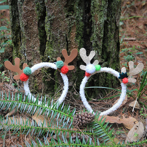 Christmas headband hair accessories super fairy antlers headdress Christmas Internet celebrity cute fur ball girl heart holiday dress hair accessories