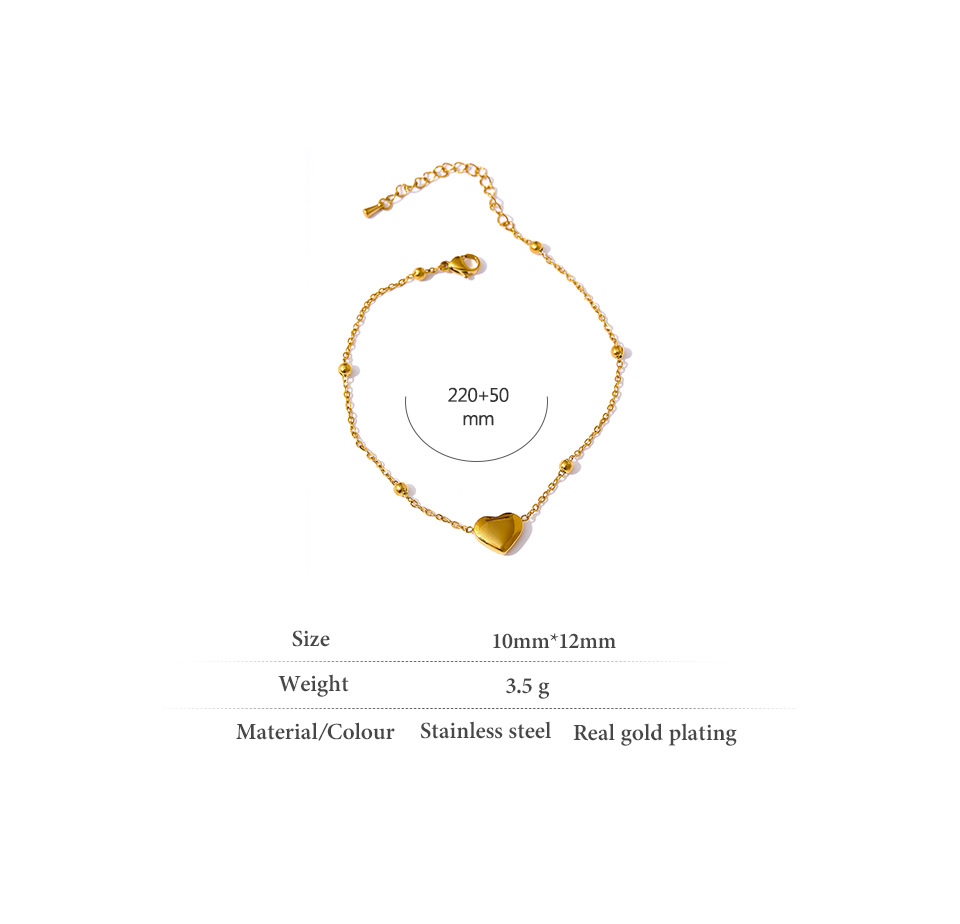 1 Piece Sweet Heart Shape Titanium Steel Womenu0027S Bracelets Anklet Necklace