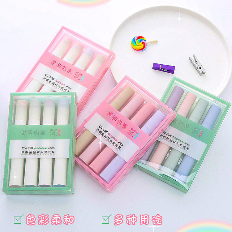 Audaz traje resaltador de protección para los ojos cabeza suave Morandi marcador color estudiante Escuela Secundaria marca mano cuenta pluma